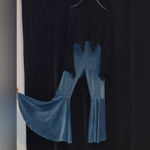 Bell Bottom Blue Turqueise Velvet Pants M